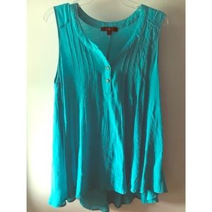 Turquoise Blue Linen Tank Top